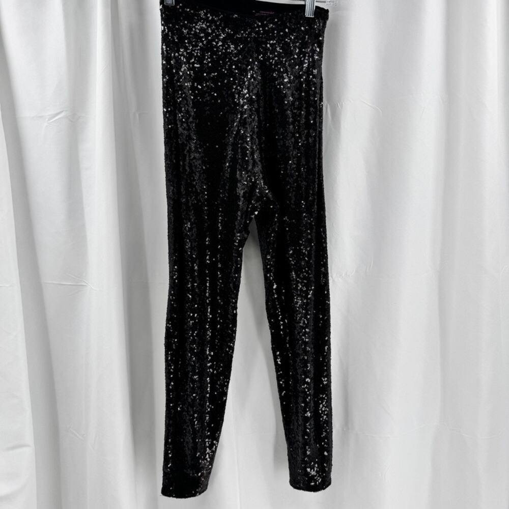 Commando Sz M Black Sequin Statement Leggings High Waist